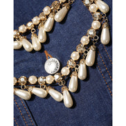 Veste en jean en coton bleu ornée de cristaux Dolce & Gabbana