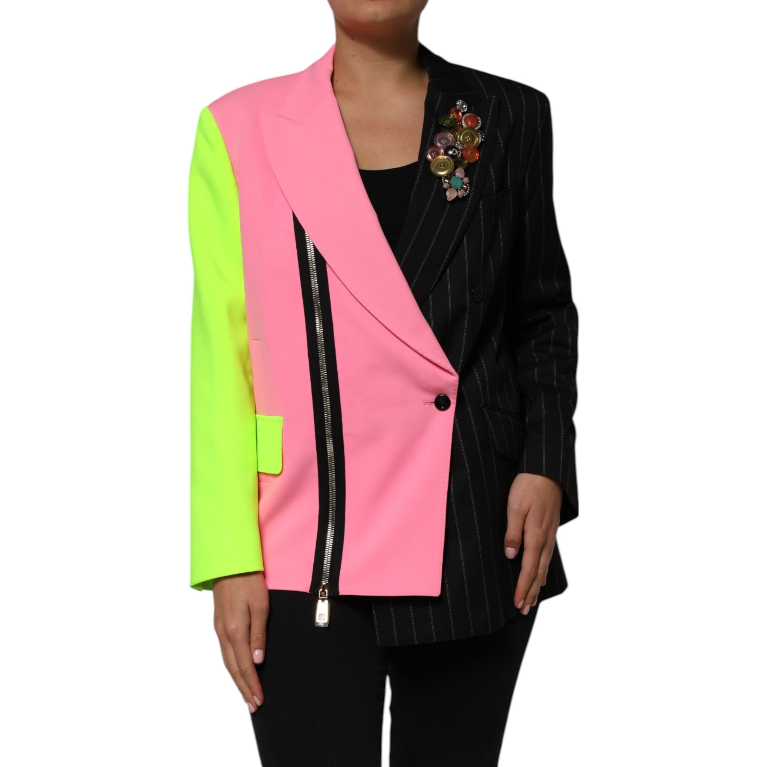 Veste-Manteau Ornée en Patchwork Multicolore Dolce & Gabbana