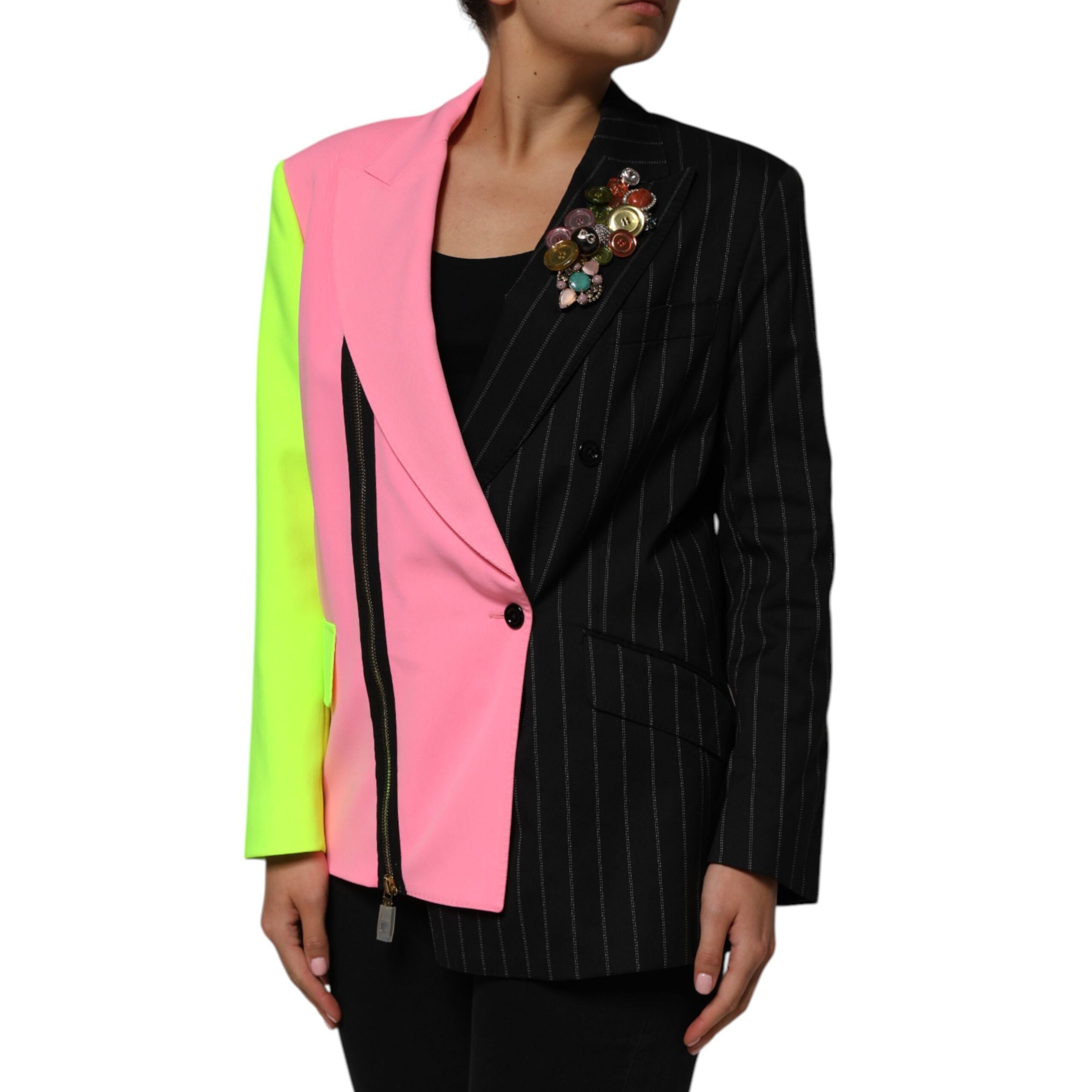 Veste-Manteau Ornée en Patchwork Multicolore Dolce & Gabbana