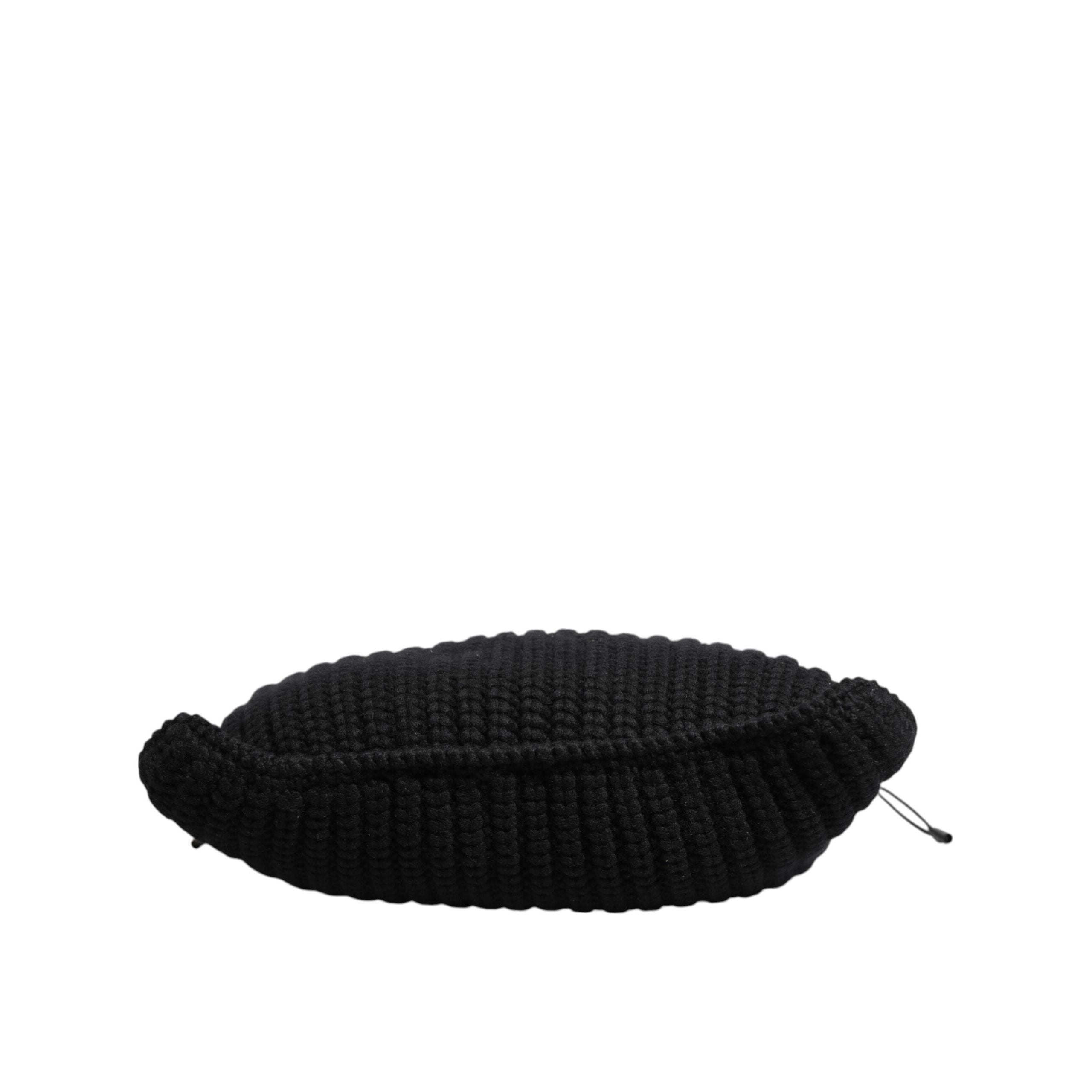 Dolce & Gabbana Black Cashmere Knitted Leather Shoulder Bag