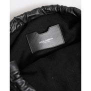 Dolce & Gabbana Black Cashmere Knitted Leather Shoulder Bag