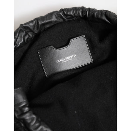 Dolce & Gabbana Black Cashmere Knitted Leather Shoulder Bag