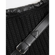 Dolce & Gabbana Black Cashmere Knitted Leather Shoulder Bag