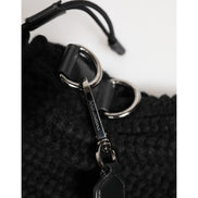 Dolce & Gabbana Black Cashmere Knitted Leather Shoulder Bag