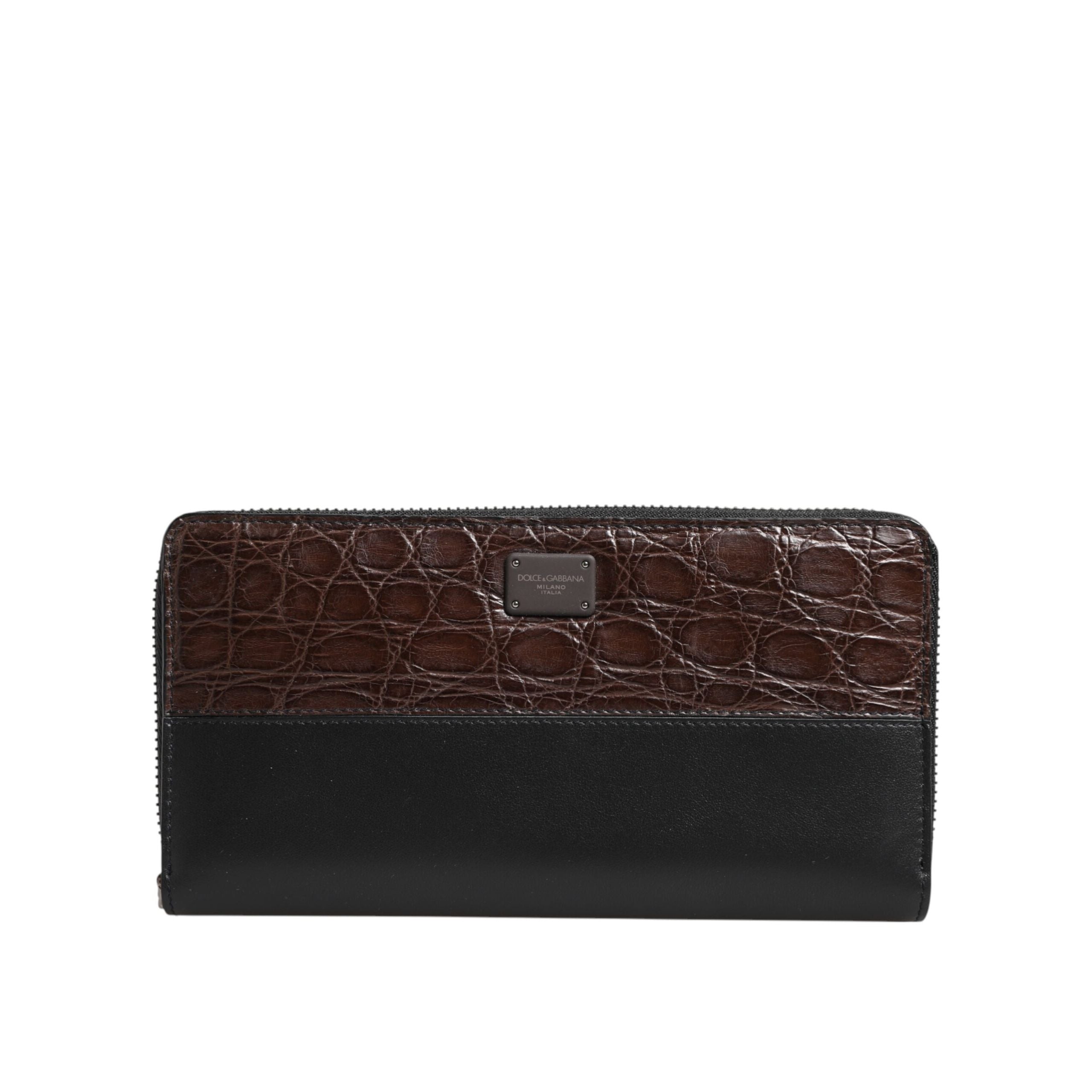 Portefeuille Continental pour Homme en Cuir Exotique Noir et Marron Dolce & Gabbana