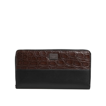 Portafoglio Continental da uomo Dolce & Gabbana in pelle esotica marrone nera
