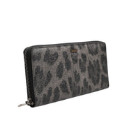 Dolce & Gabbana Portafoglio Continentale Zip Around In Pelle Leopardata Nera Grigia