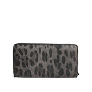 Dolce & Gabbana Portafoglio Continentale Zip Around In Pelle Leopardata Nera Grigia