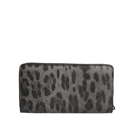 Dolce & Gabbana Portafoglio Continentale Zip Around In Pelle Leopardata Nera Grigia