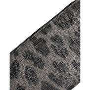 Dolce & Gabbana Portafoglio Continentale Zip Around In Pelle Leopardata Nera Grigia