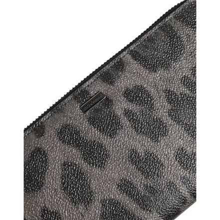 Dolce & Gabbana Portafoglio Continentale Zip Around In Pelle Leopardata Nera Grigia