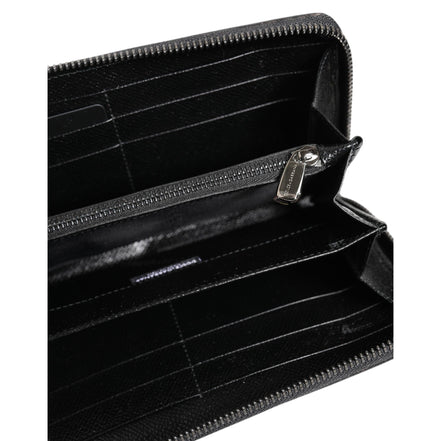 Dolce & Gabbana Portafoglio Continentale Zip Around In Pelle Leopardata Nera Grigia