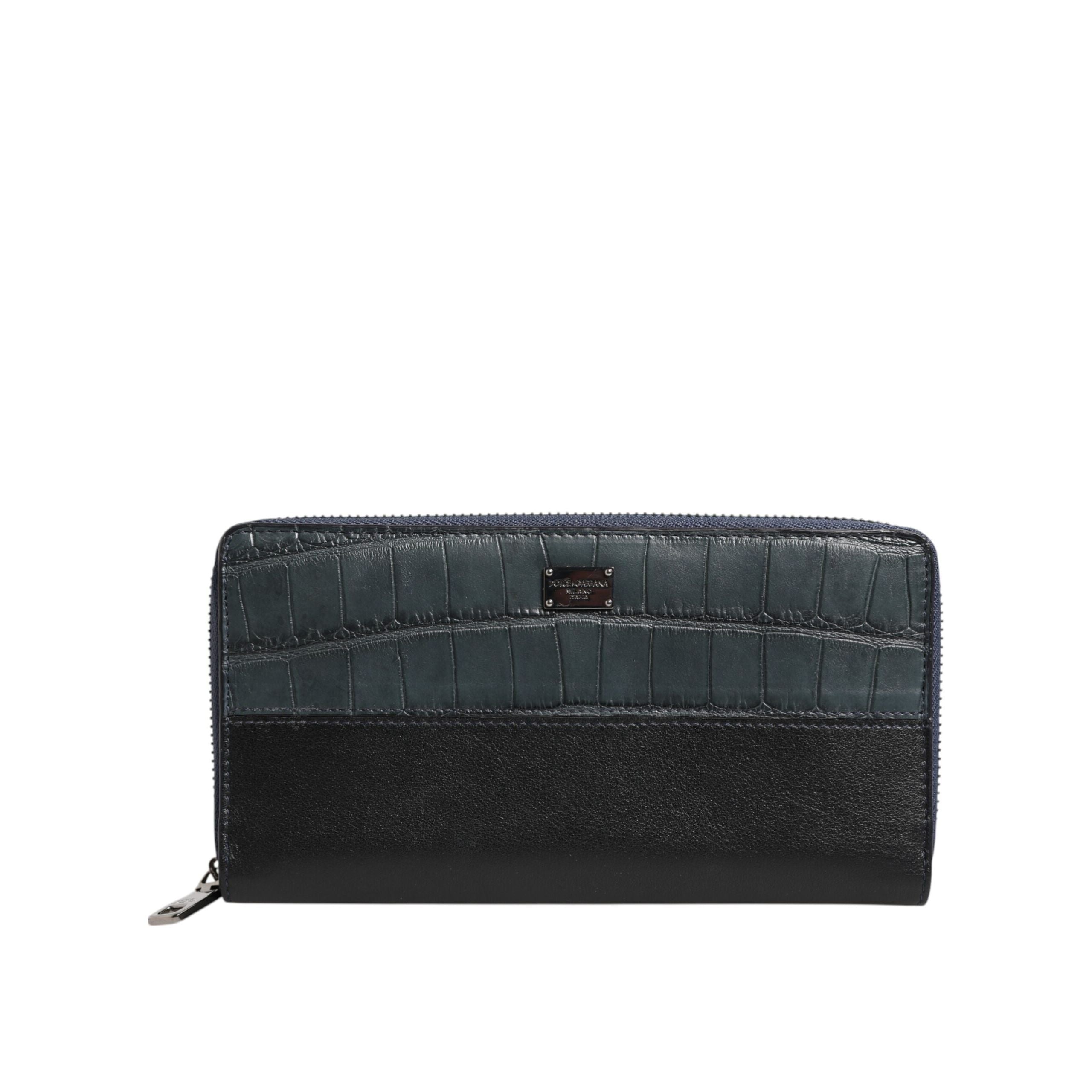 Portefeuille Clutch Continental pour homme Dolce & Gabbana en cuir exotique noir et bleu