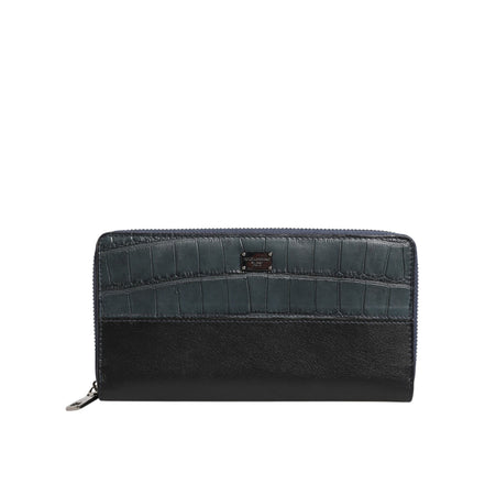 Portefeuille Clutch Continental pour homme Dolce & Gabbana en cuir exotique noir et bleu