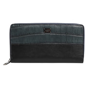 Portefeuille Clutch Continental pour homme Dolce & Gabbana en cuir exotique noir et bleu