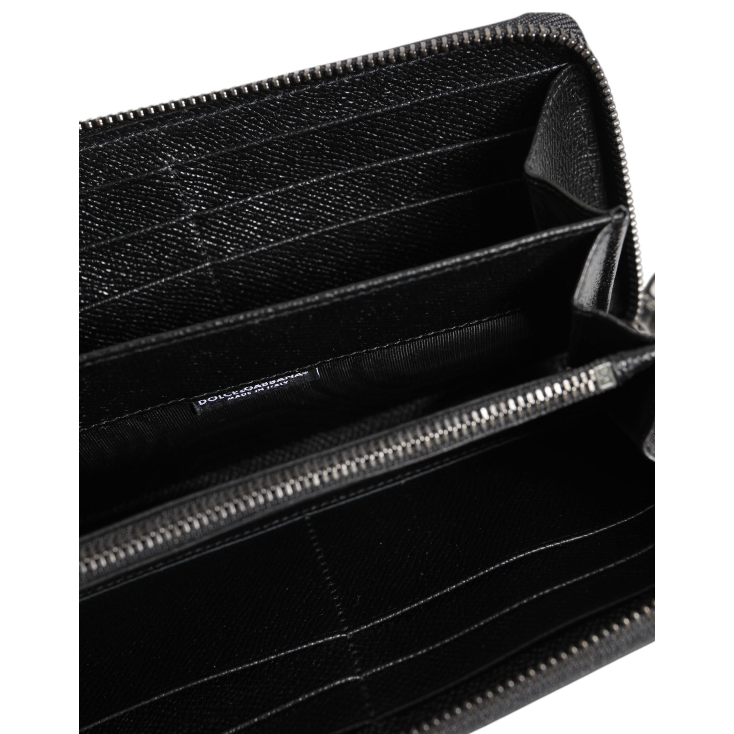 Dolce & Gabbana Black Leather #DGFAMILY Zipper Continental Wallet