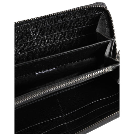 Dolce & Gabbana Black Leather #DGFAMILY Zipper Continental Wallet