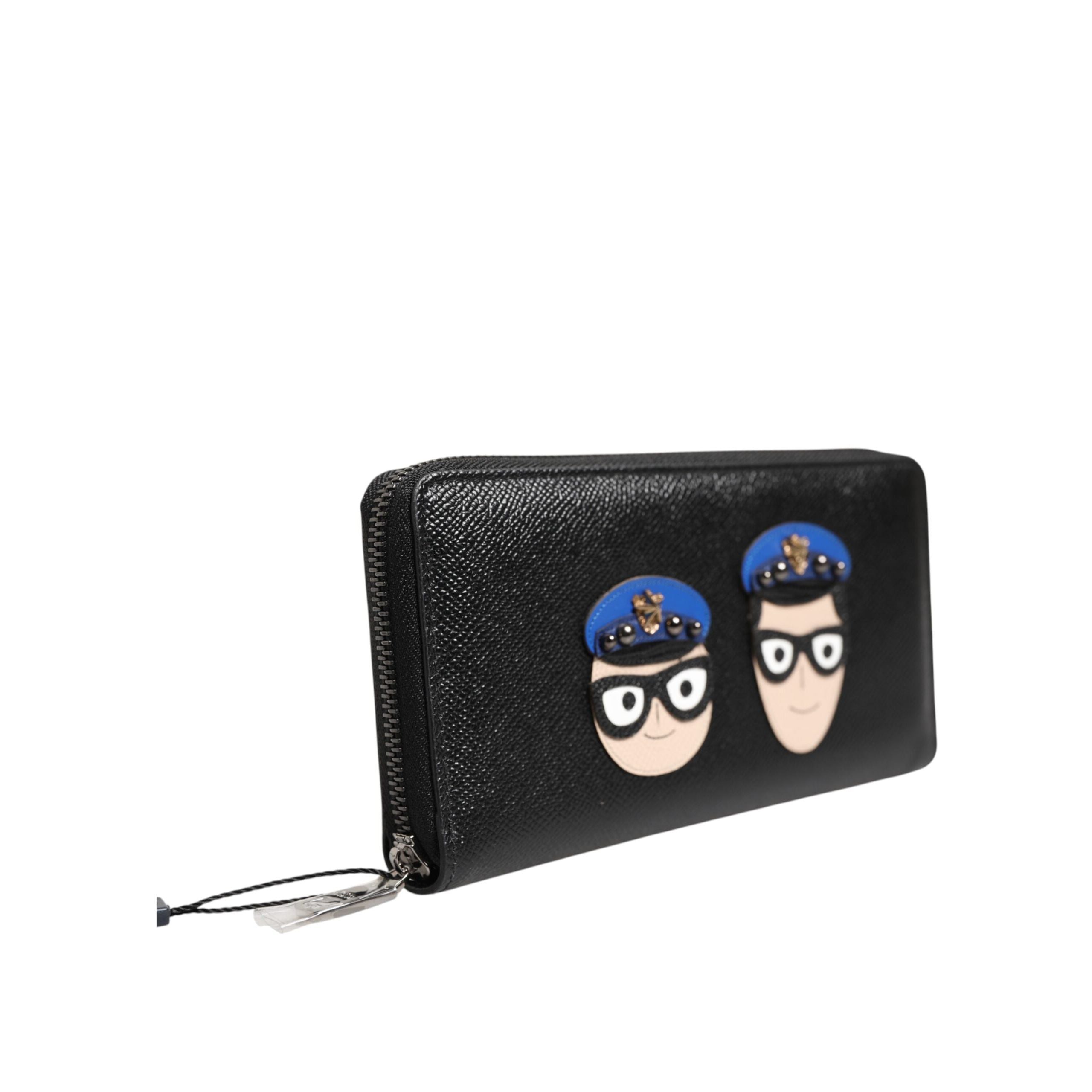 Dolce & Gabbana Black Leather #DGFAMILY Zipper Continental Wallet