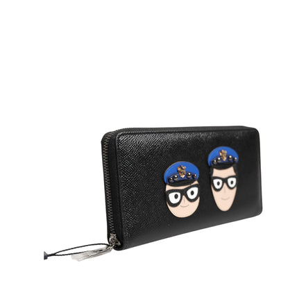 Dolce & Gabbana Black Leather #DGFAMILY Zipper Continental Wallet