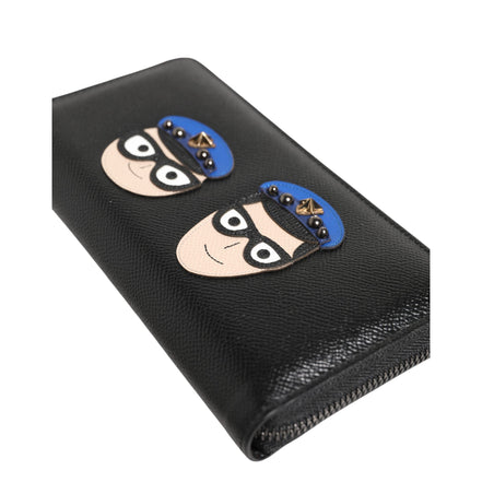 Dolce & Gabbana Black Leather #DGFAMILY Zipper Continental Wallet