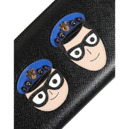Dolce & Gabbana Black Leather #DGFAMILY Zipper Continental Wallet