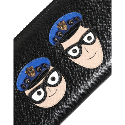 Dolce & Gabbana Black Leather #DGFAMILY Zipper Continental Wallet