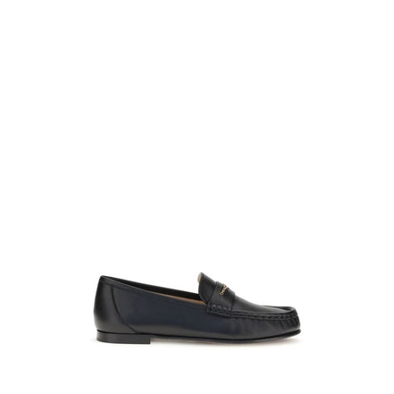 Chloé Black Leather Slip-On Loafers
