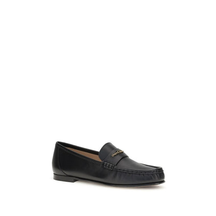 Chloé Black Leather Slip-On Loafers