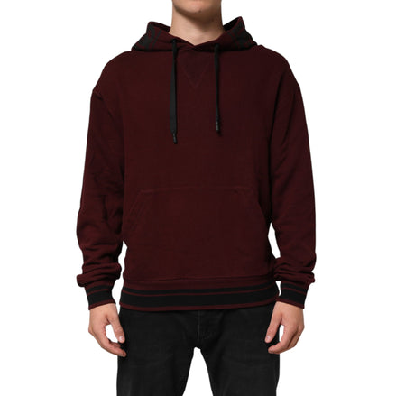 Felpa con cappuccio da uomo Dolce & Gabbana in cotone bordeaux foderata a quadri