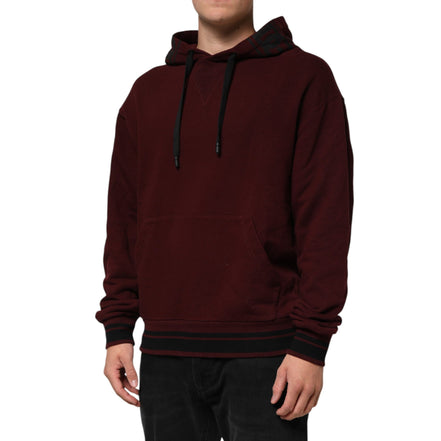 Dolce & Gabbana Burgundy Cotton Plaid Lined Hoodie