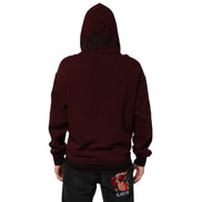 Dolce & Gabbana Burgundy Cotton Plaid Lined Hoodie