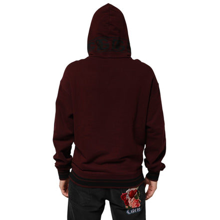Dolce & Gabbana Burgundy Cotton Plaid Lined Hoodie