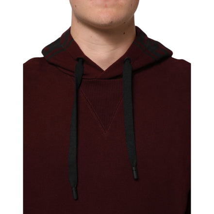 Dolce & Gabbana Burgundy Cotton Plaid Lined Hoodie