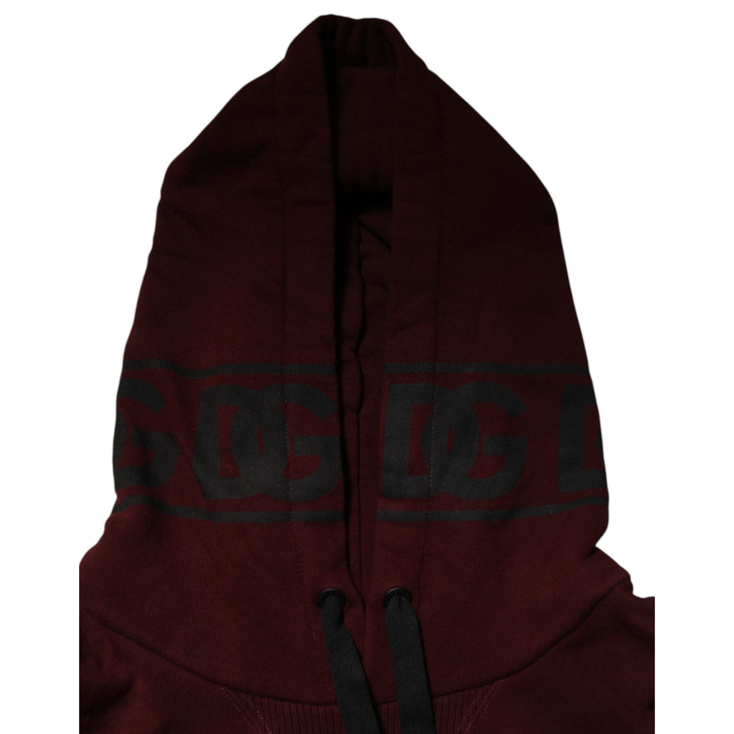 Dolce & Gabbana Burgundy Cotton Plaid Lined Hoodie