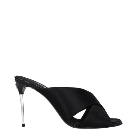 Sandali neri Dolce & Gabbana con tacco a stiletto in raso