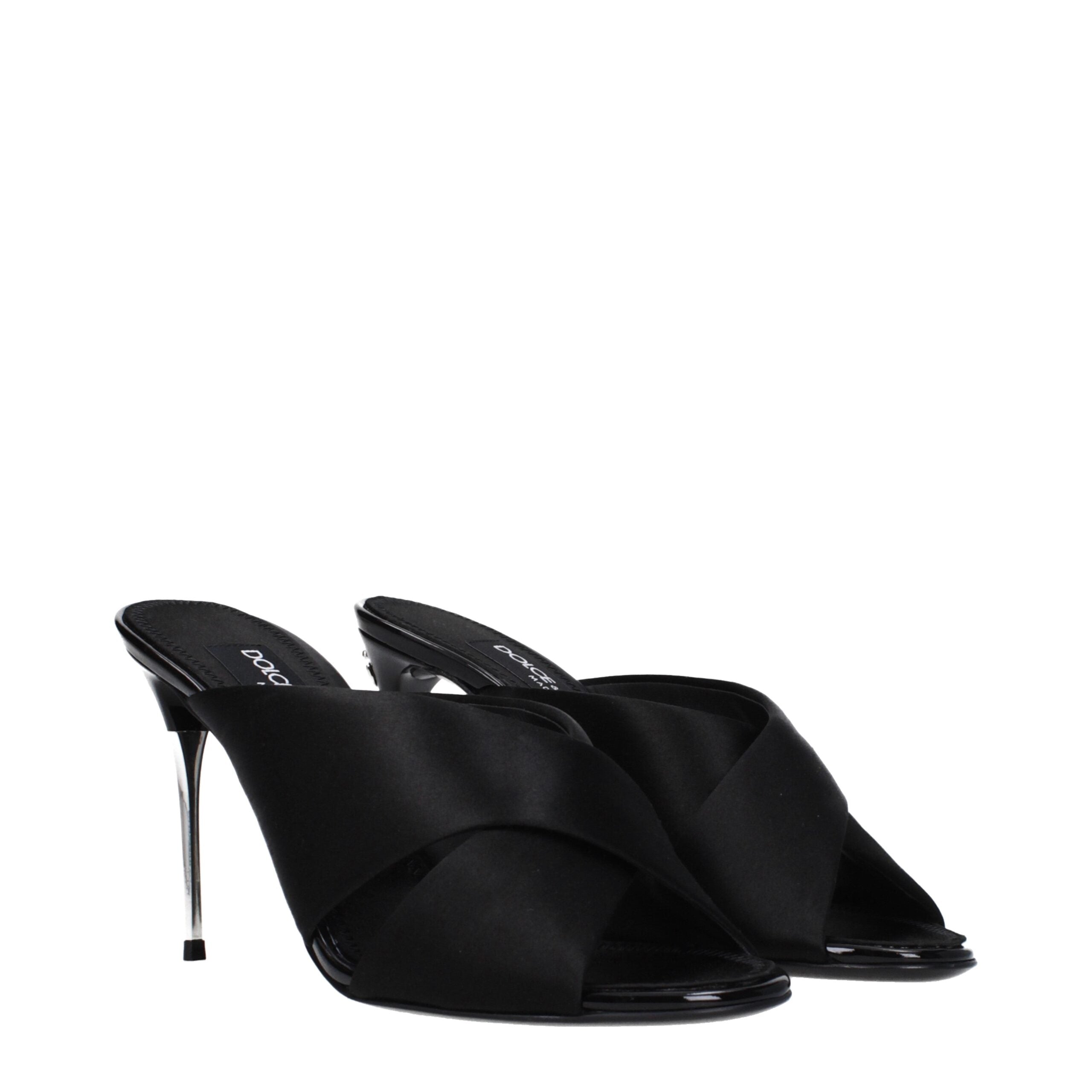 Sandali neri Dolce & Gabbana con tacco a stiletto in raso