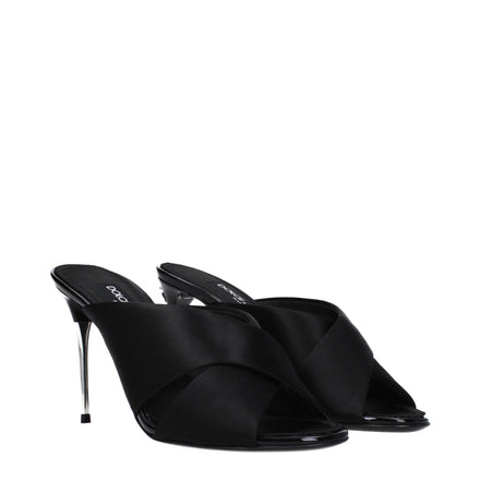 Sandali neri Dolce & Gabbana con tacco a stiletto in raso