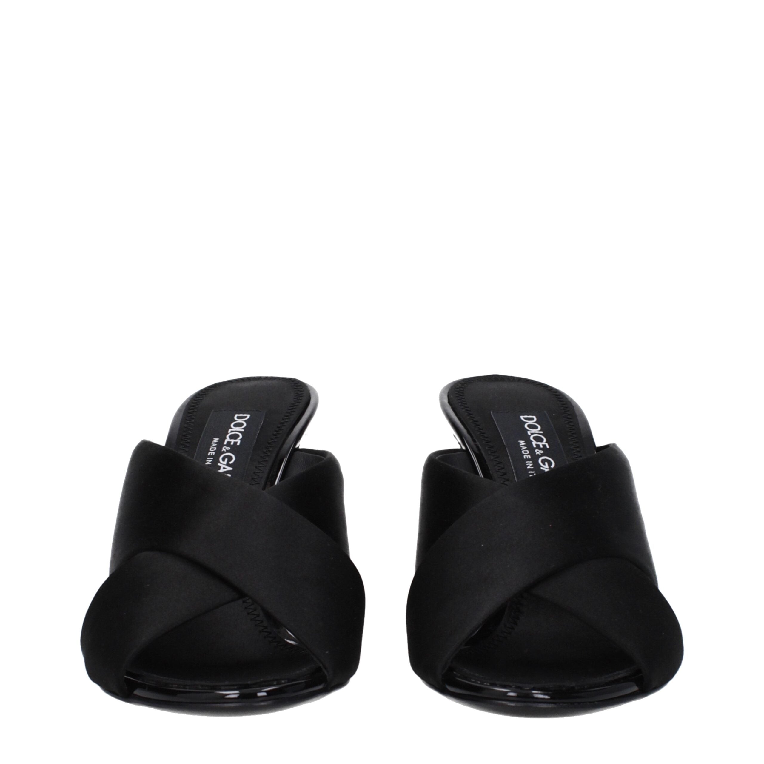 Sandali neri Dolce & Gabbana con tacco a stiletto in raso