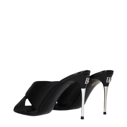 Sandali neri Dolce & Gabbana con tacco a stiletto in raso