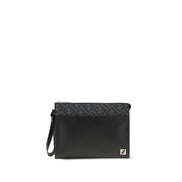 Fendi Borsa Clutch in Pelle di Vitello Nera Bos Taurus