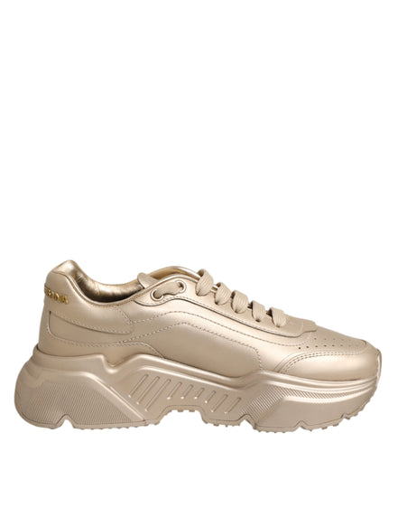 Dolce & Gabbana Gold Leather Daymaster Sneakers