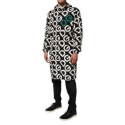 Dolce & Gabbana Manteau à Capuche Imprimé Logo Noir Blanc Homme