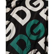 Dolce & Gabbana Manteau à Capuche Imprimé Logo Noir Blanc Homme