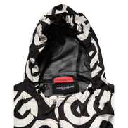 Dolce & Gabbana Manteau à Capuche Imprimé Logo Noir Blanc Homme
