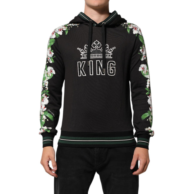 Felpa con cappuccio Dolce & Gabbana KING Black Orchid Floral Crown Logo