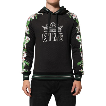 Felpa con cappuccio Dolce & Gabbana KING Black Orchid Floral Crown Logo