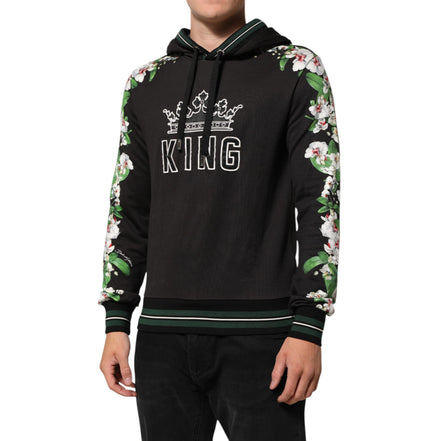 Felpa con cappuccio Dolce & Gabbana KING Black Orchid Floral Crown Logo
