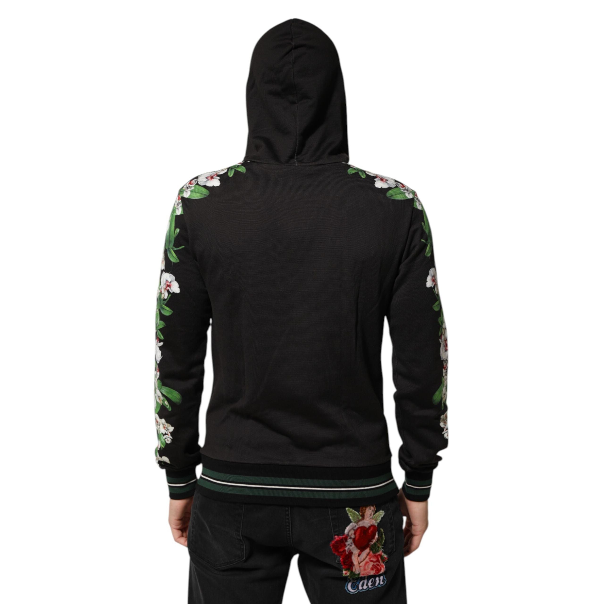 Felpa con cappuccio Dolce & Gabbana KING Black Orchid Floral Crown Logo