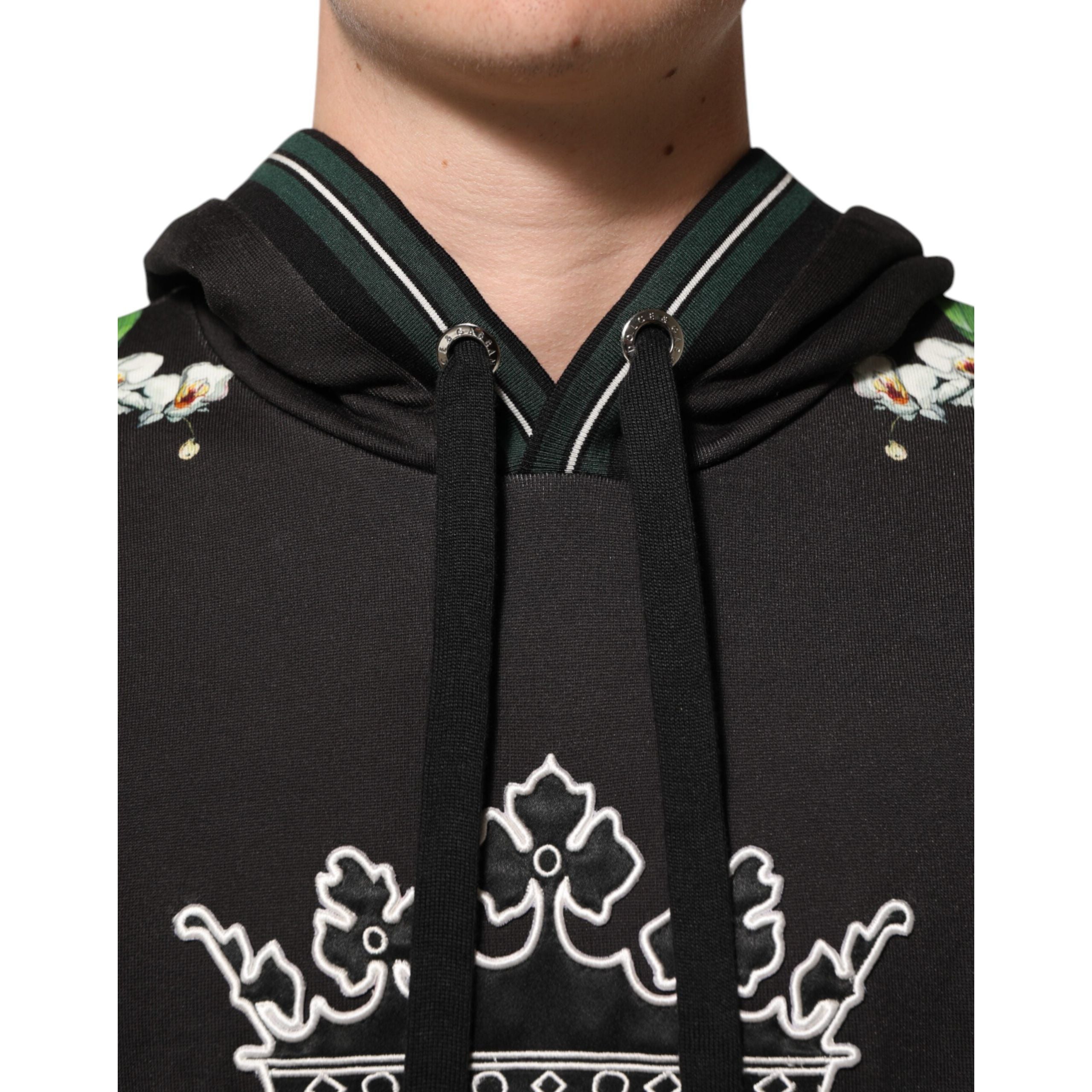 Felpa con cappuccio Dolce & Gabbana KING Black Orchid Floral Crown Logo