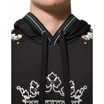 Felpa con cappuccio Dolce & Gabbana KING Black Orchid Floral Crown Logo